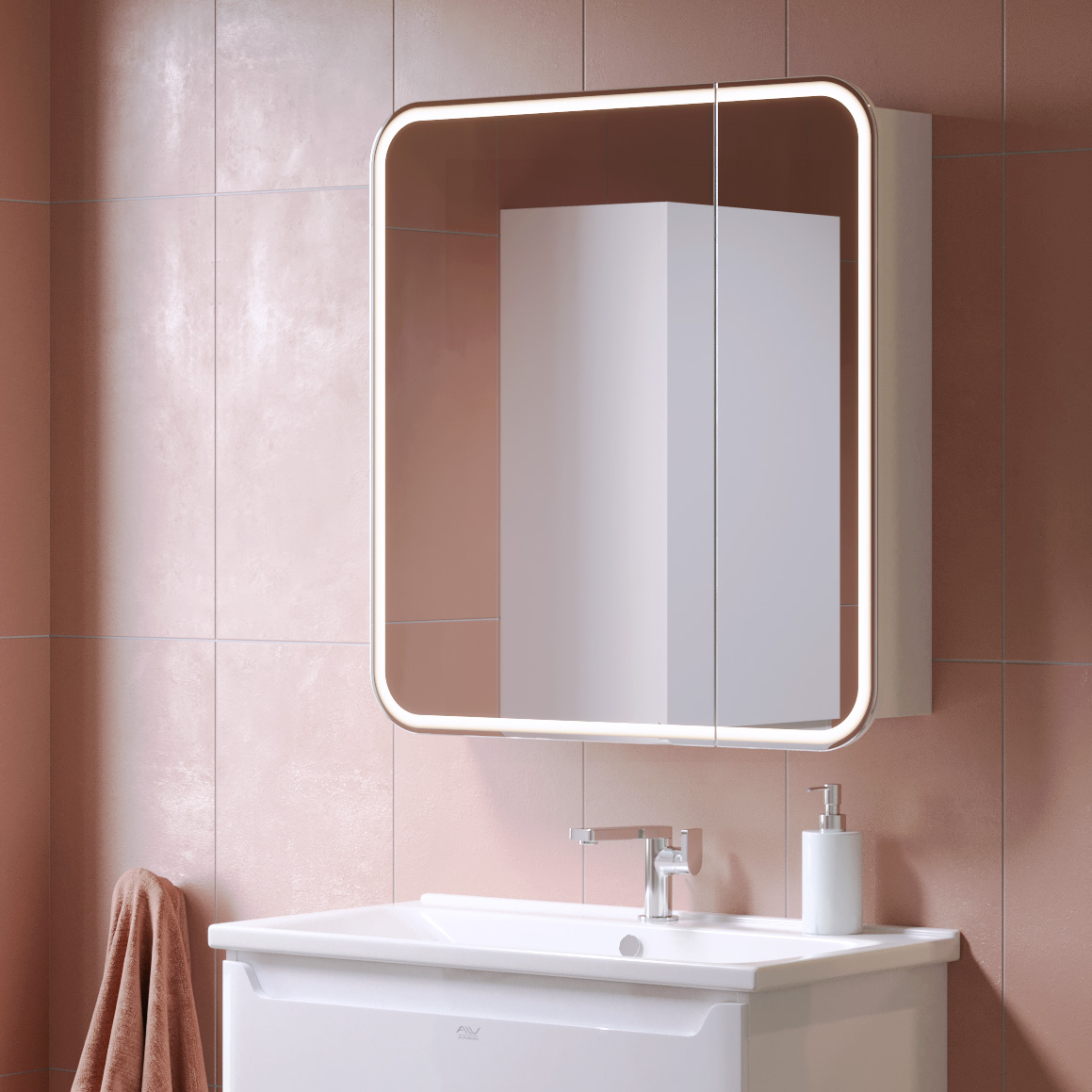 Купить навесной зеркальный шкаф в ванную комнату | Emmy